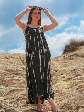 Raviya Black and Pink Tie-Dye Slip Dress